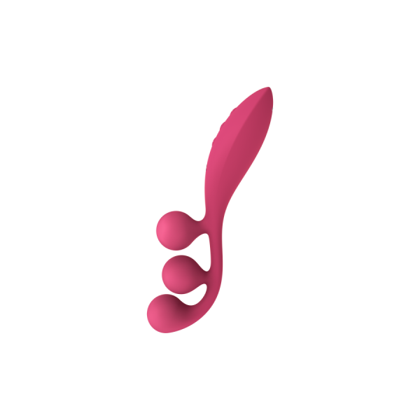 Vibromasseur triple stimulation flexible, anal, vaginale, clitoridienne Tri Ball rouge USB Satisfyer 
